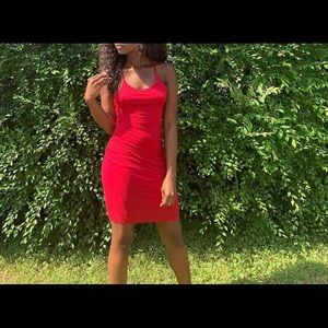 Red mini dress